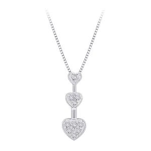 KATARINA Diamond "Three Graduating Heart" Pendant Necklace (1/10 cttw, JK, I2-I3)