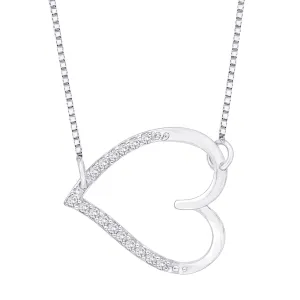 KATARINA Diamond Sideways Heart Pendant Necklace (1/20 cttw)