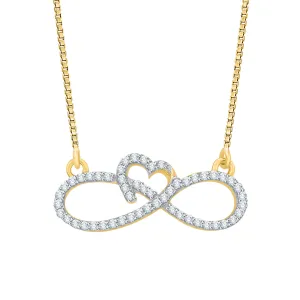 KATARINA Infinity and Heart Style Diamond Sideways Pendant Necklace (1/5 cttw)