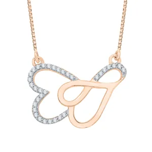 KATARINA Infinity and Heart Style Diamond Sideways Pendant Necklace (1/8 cttw)