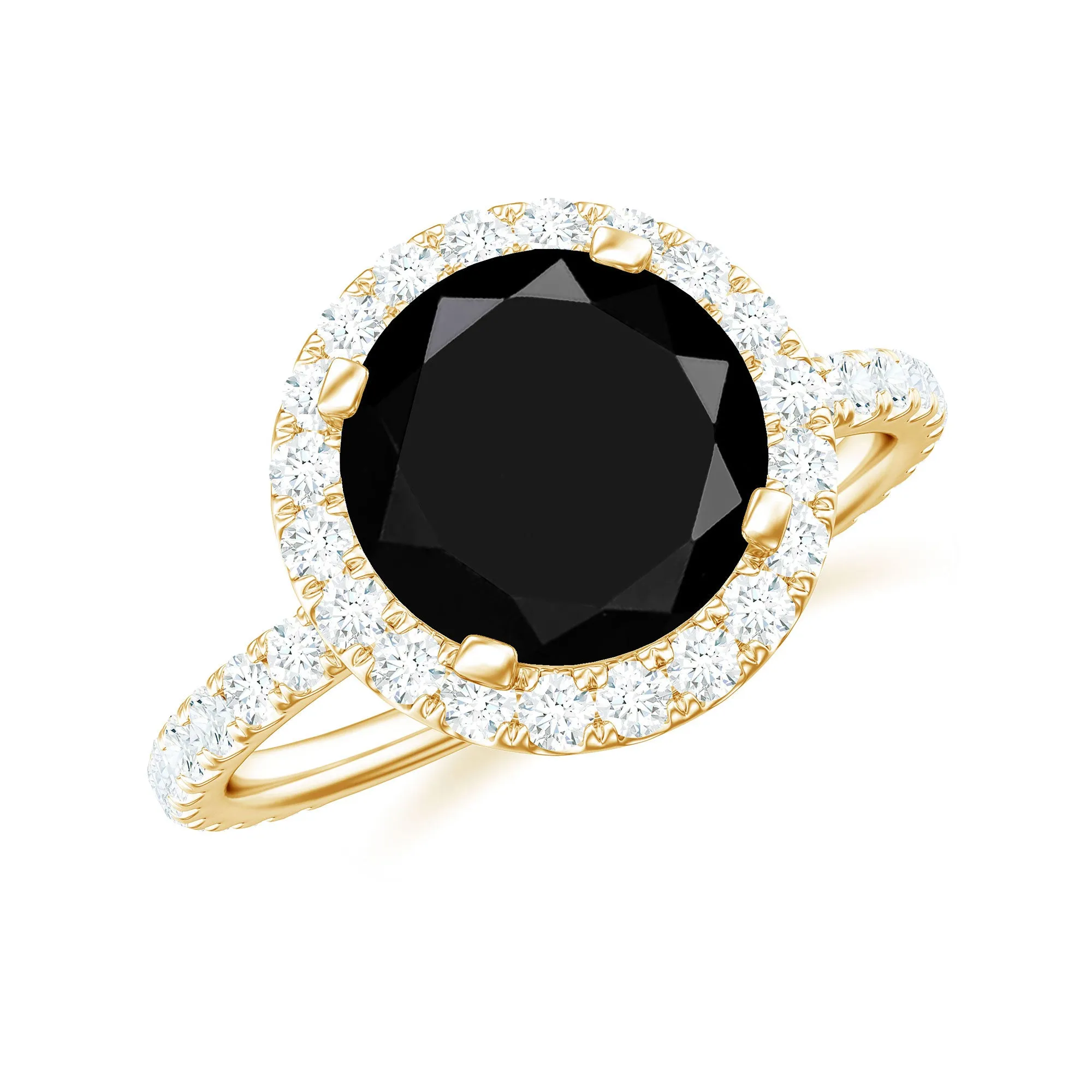 Lab Grown Black Diamond Classic Halo Engagement Ring with Diamond