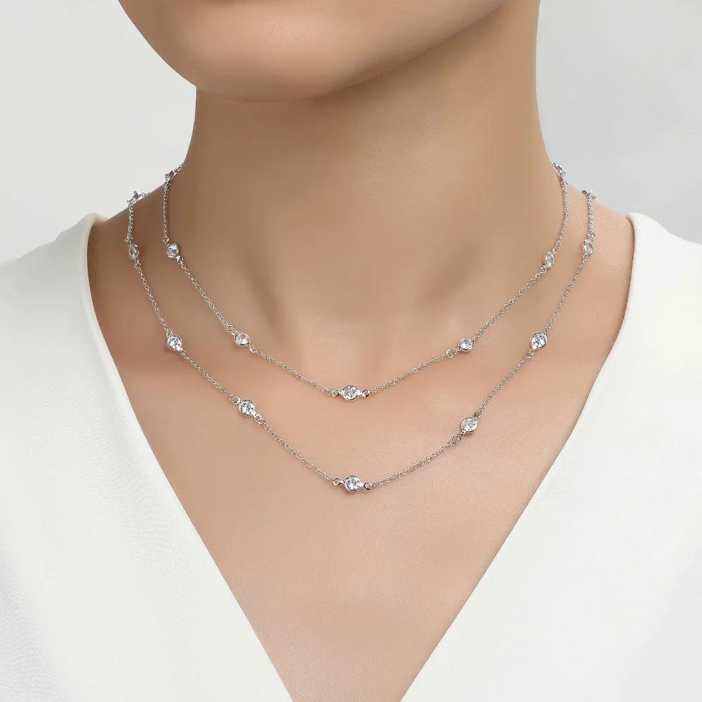 Lafonn Lassaire Simulated Diamonds in Sterling Silver Bonded with Platinum 36" Necklace