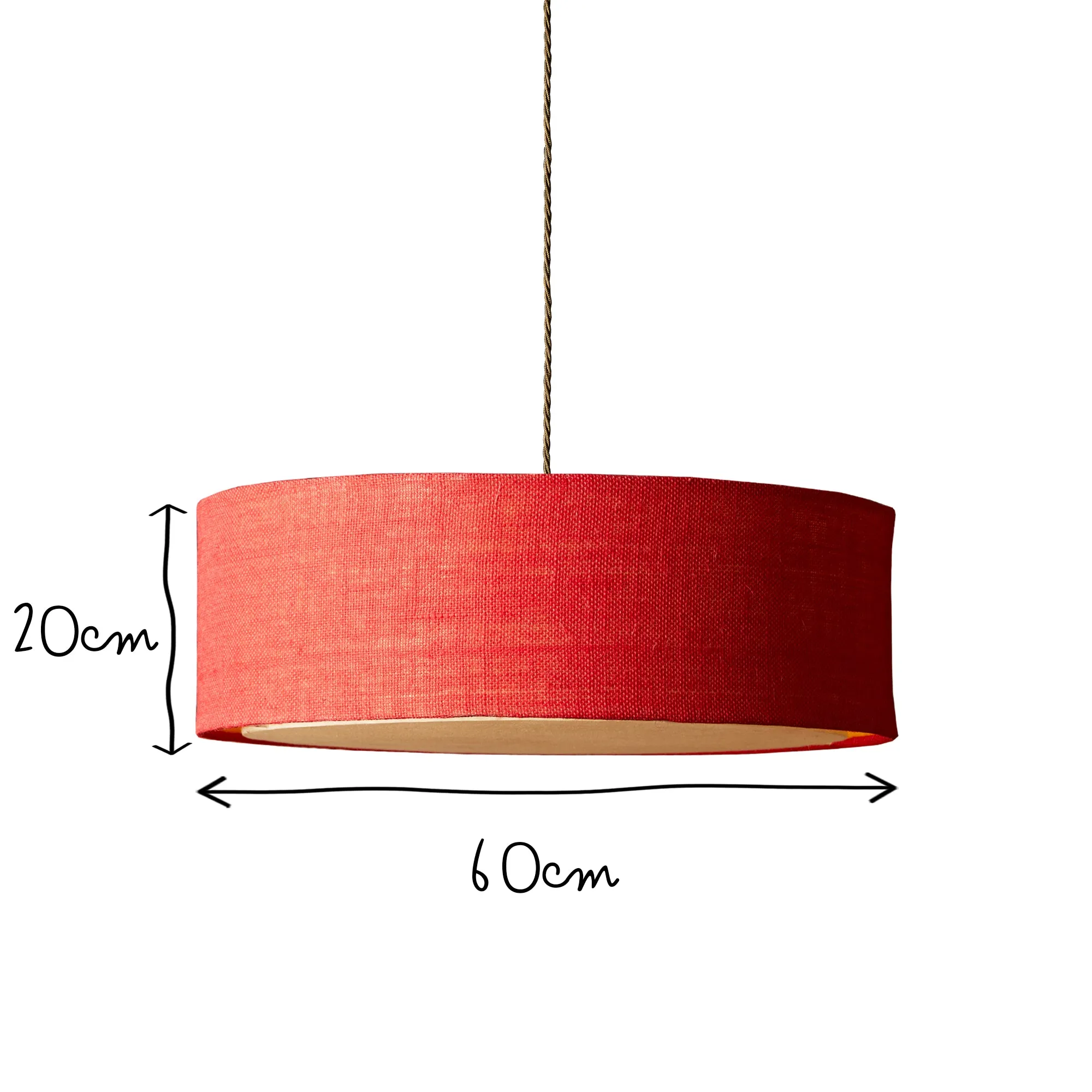 Larger Jute pendant in red with baffle