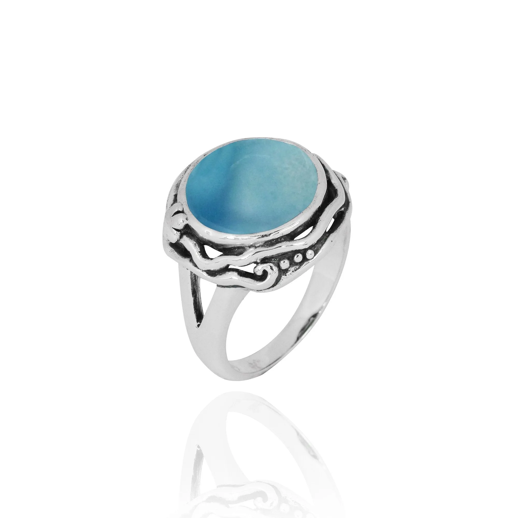 Larimar Oxidized Silver Statement Ring