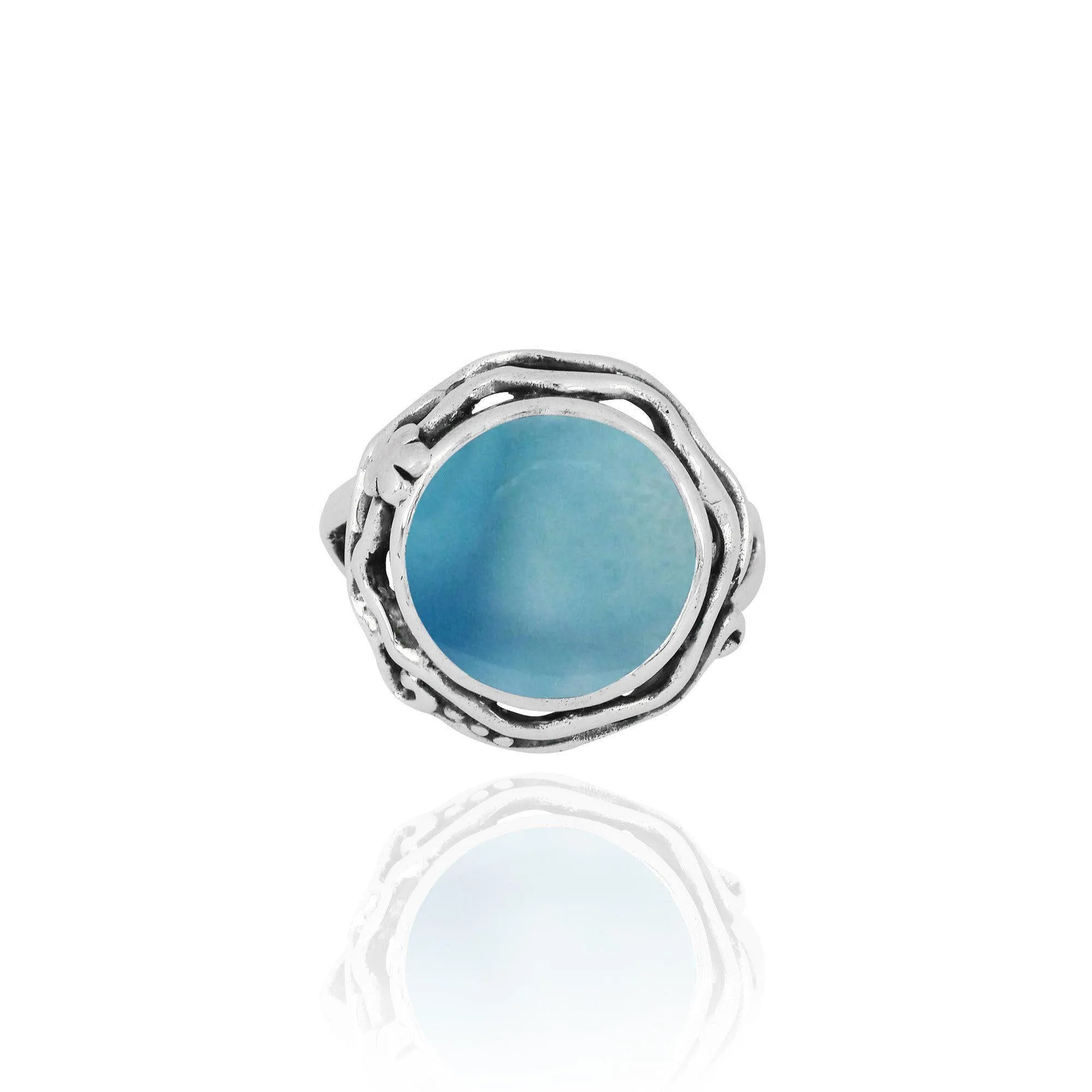 Larimar Oxidized Silver Statement Ring