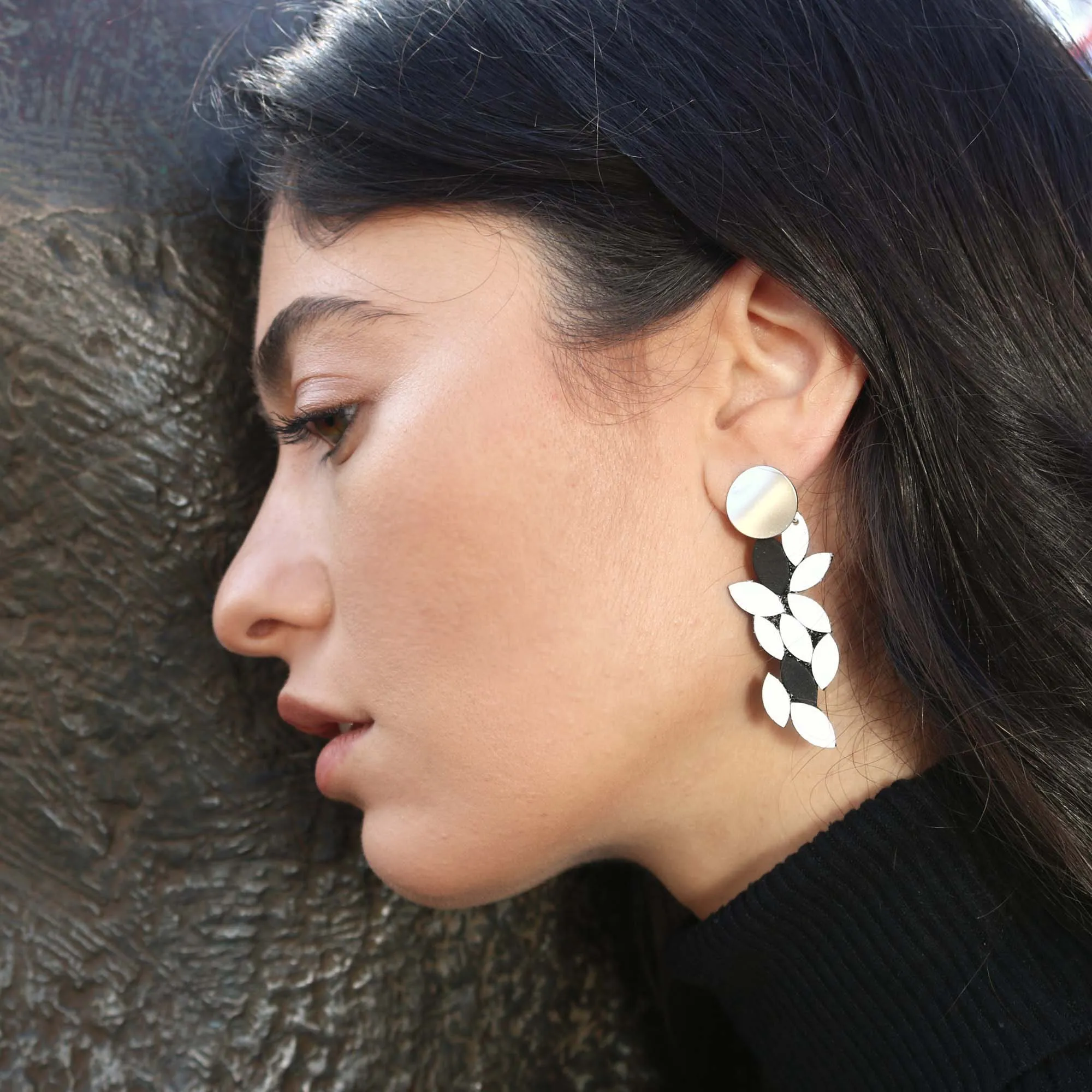 Leaf Gold dangle leather earrings