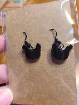 Little Black Hen Earrings