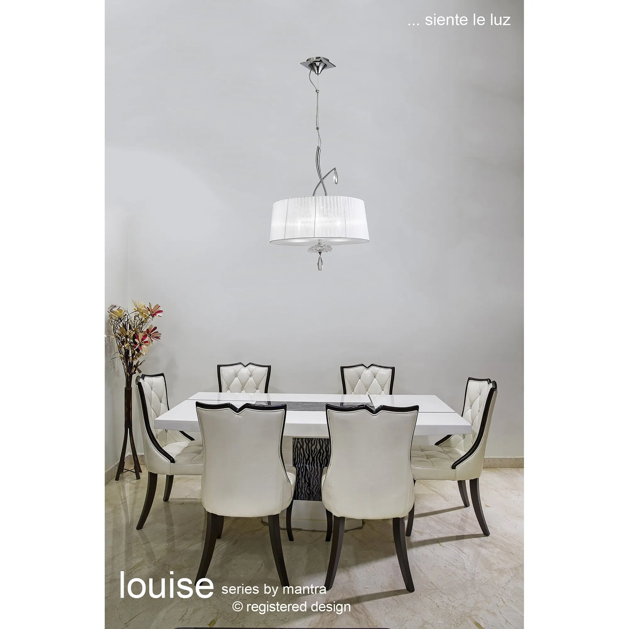 Mantra M5276/L Louise Wall Lamp Left 2 Light White Shade Polished Chrome