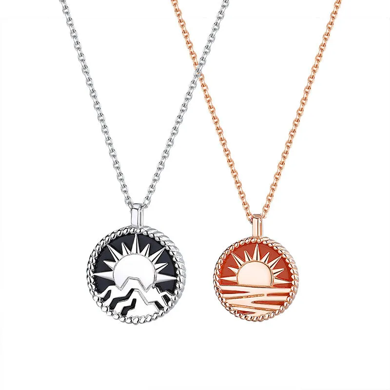 Matching Rising Sun Couple Necklaces Set