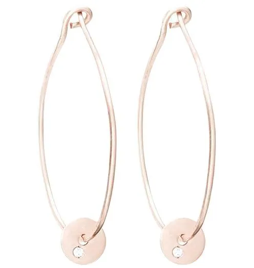 Medium Hoop Earrings With Diamond Disk