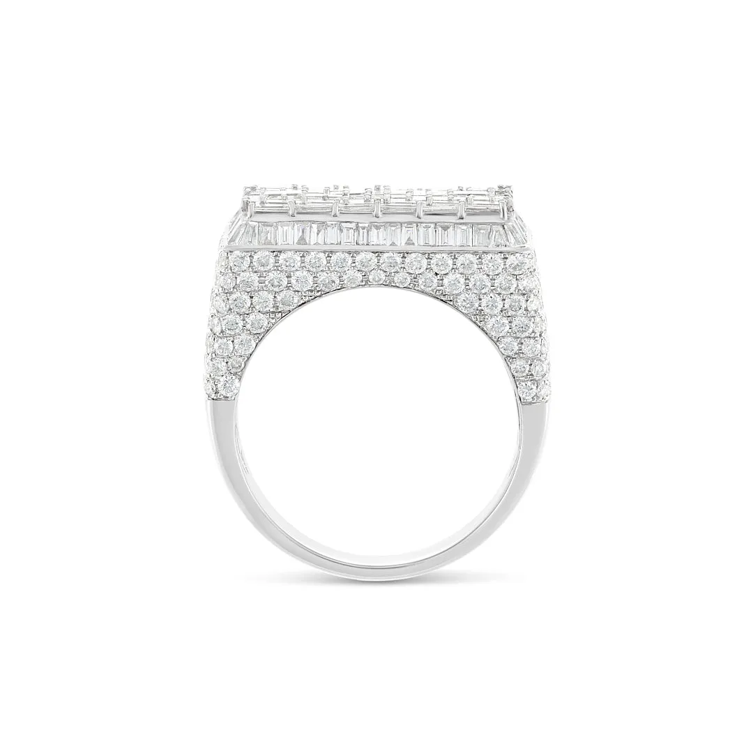 Men's 18k White Gold Baguette Diamond Fashion Ring