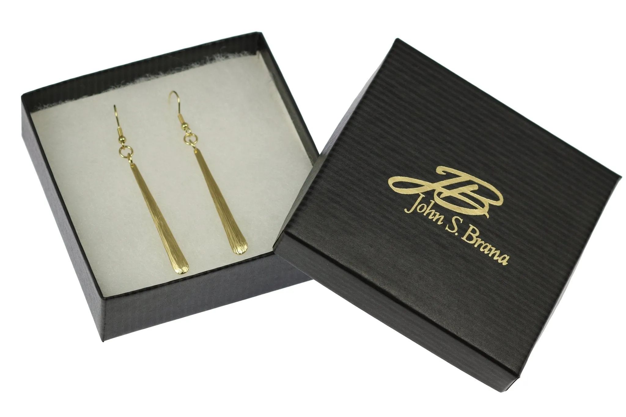 Mini Chased Nu Gold Brass Drop Earrings