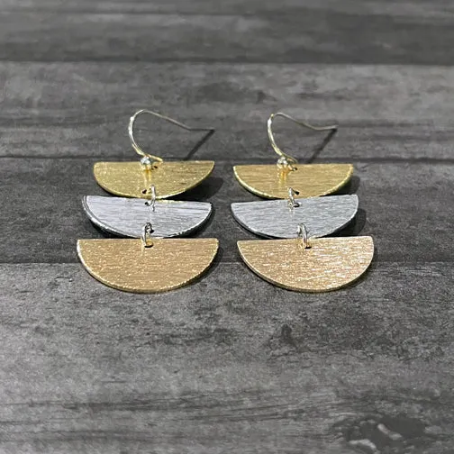 Mixed Metal Cascading Semi-Circle Earrings