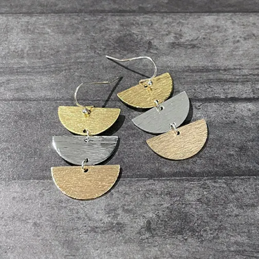 Mixed Metal Cascading Semi-Circle Earrings