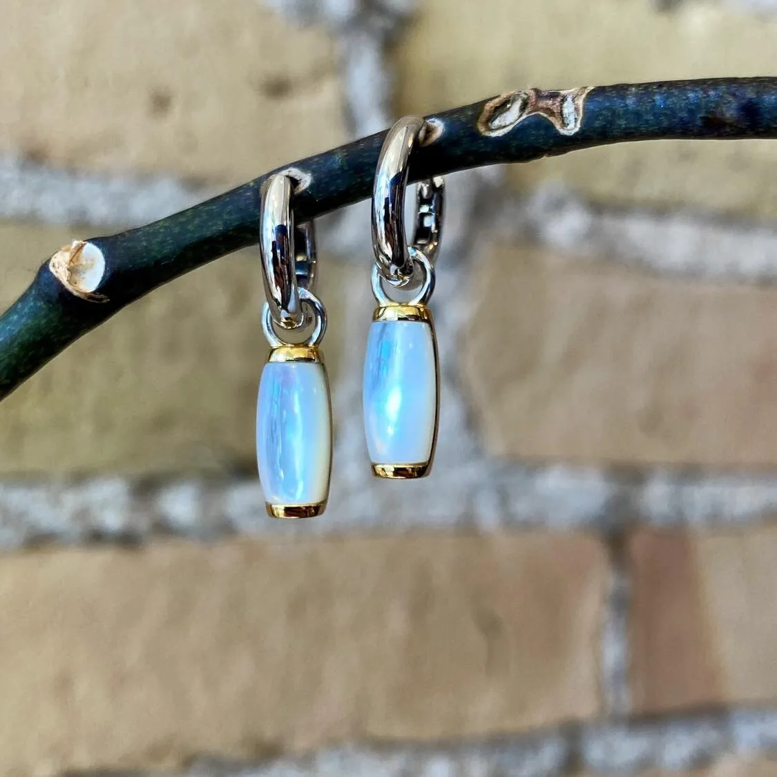 Mother of Pearl Semi-Bezel Dangle Earrings