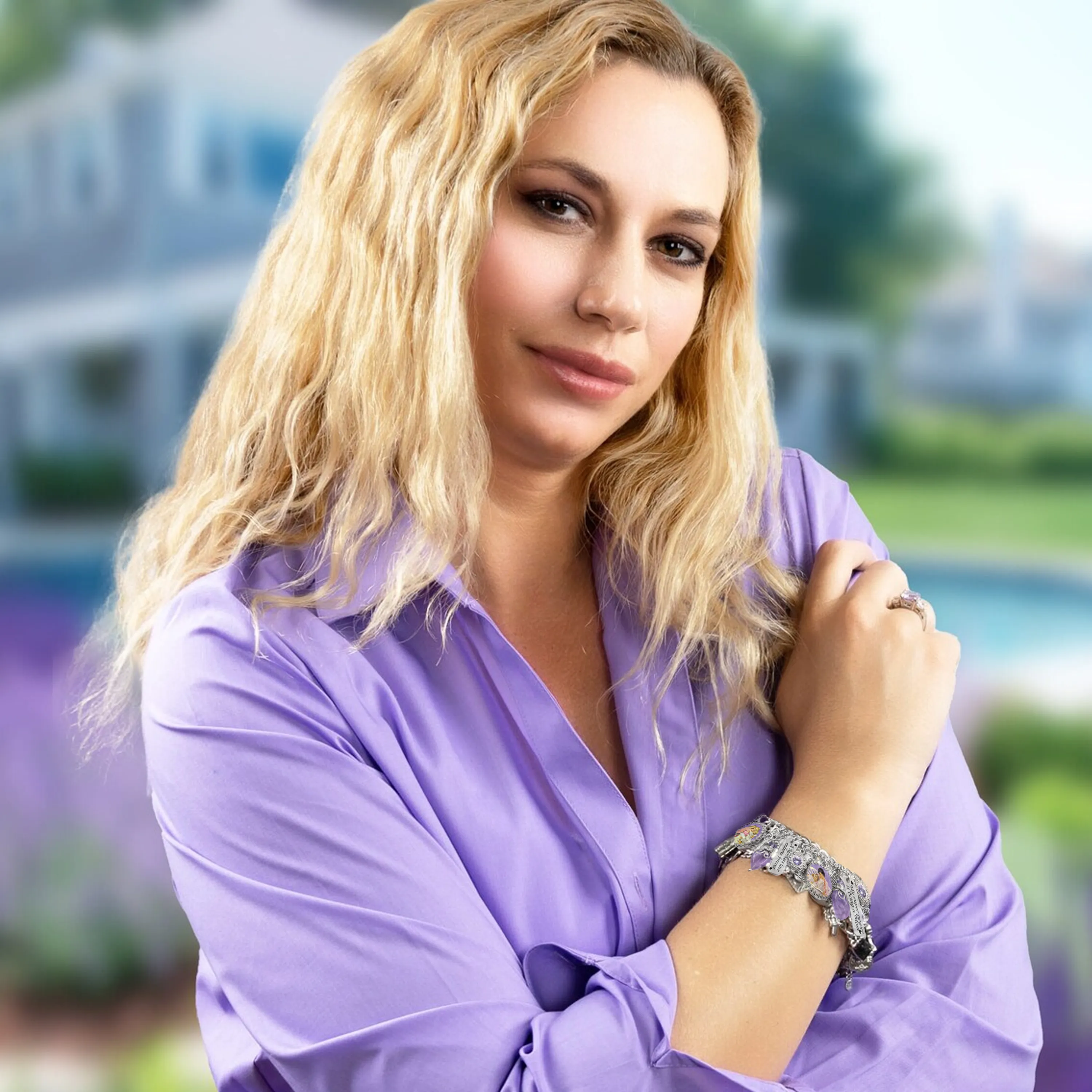 Mother's Amethyst Charm Bracelet