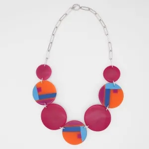 Multi Color Magenta Statement Necklace