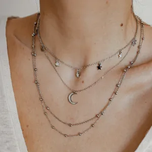 Multilayer Necklace Set in Silver