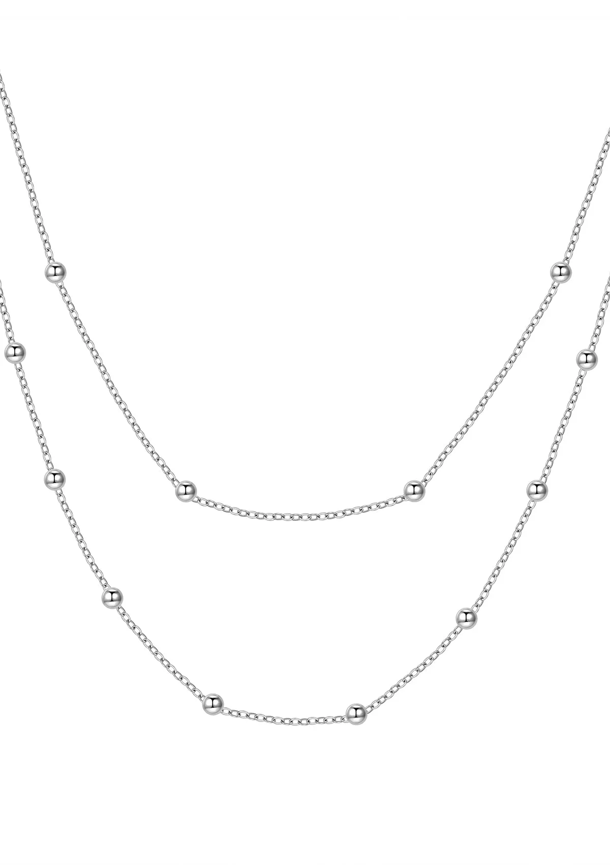 Multilayer Necklace Set in Silver