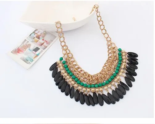 New Hot  Multilayer gold hollow flowers choker bib statement necklace  for women  Free Shipping