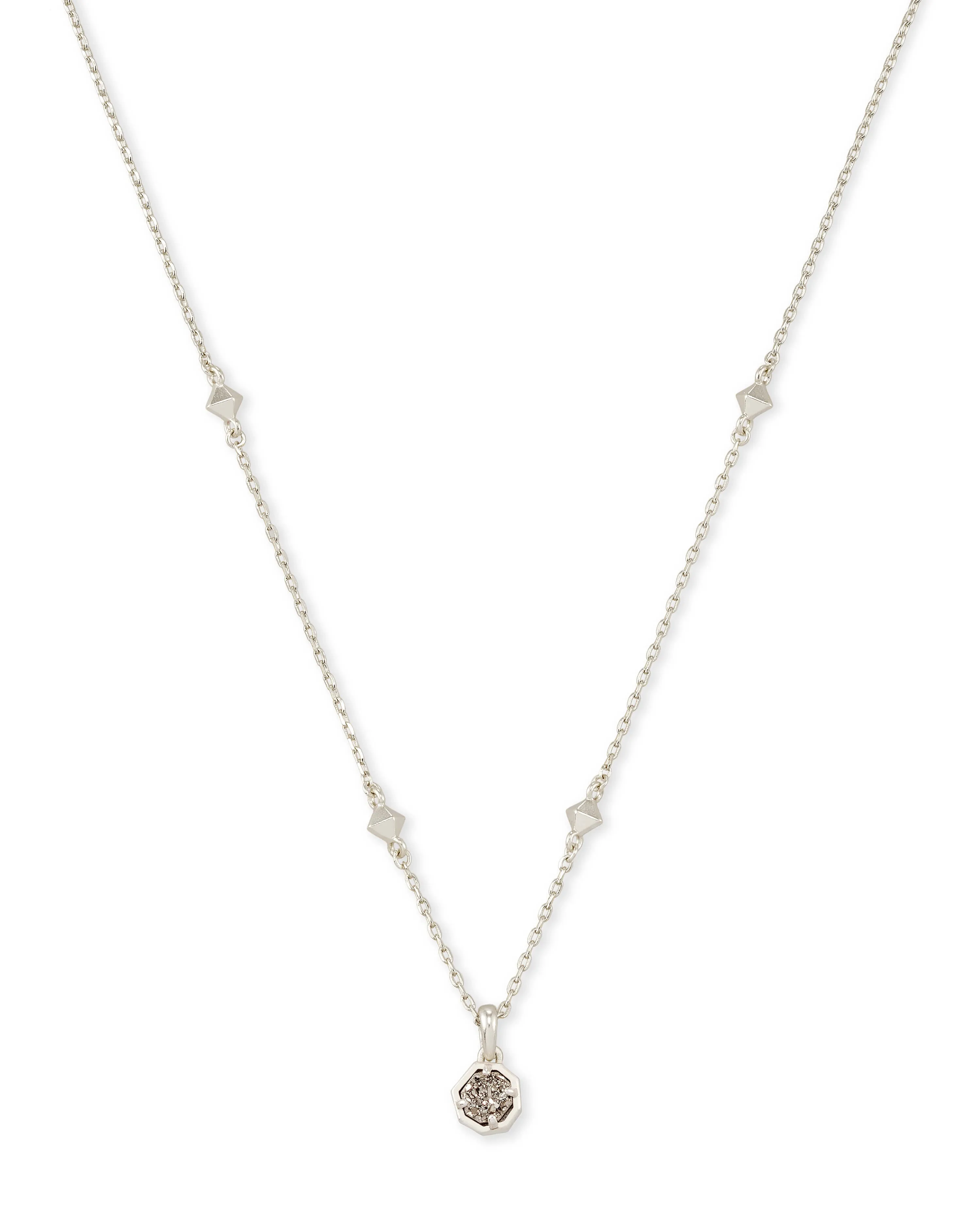 Nola Silver Plated Short Pendant Platinum Drusy by Kendra Scott