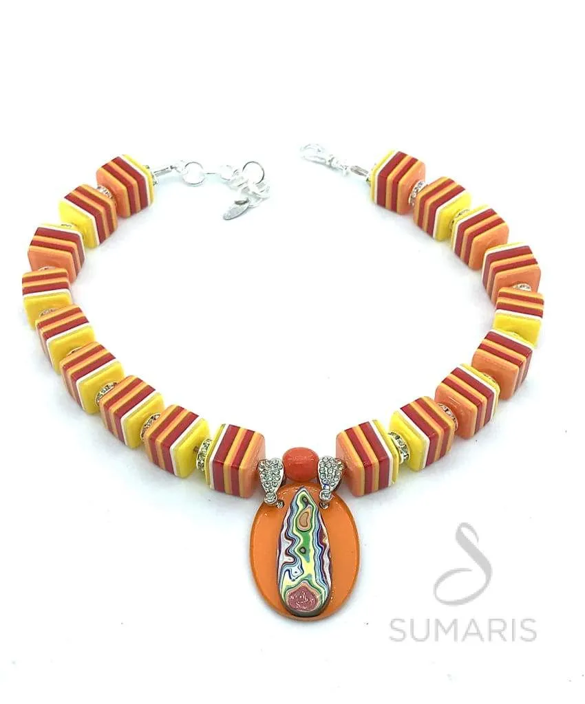 ORANGE SLICES OOAK STATEMENT NECKLACE