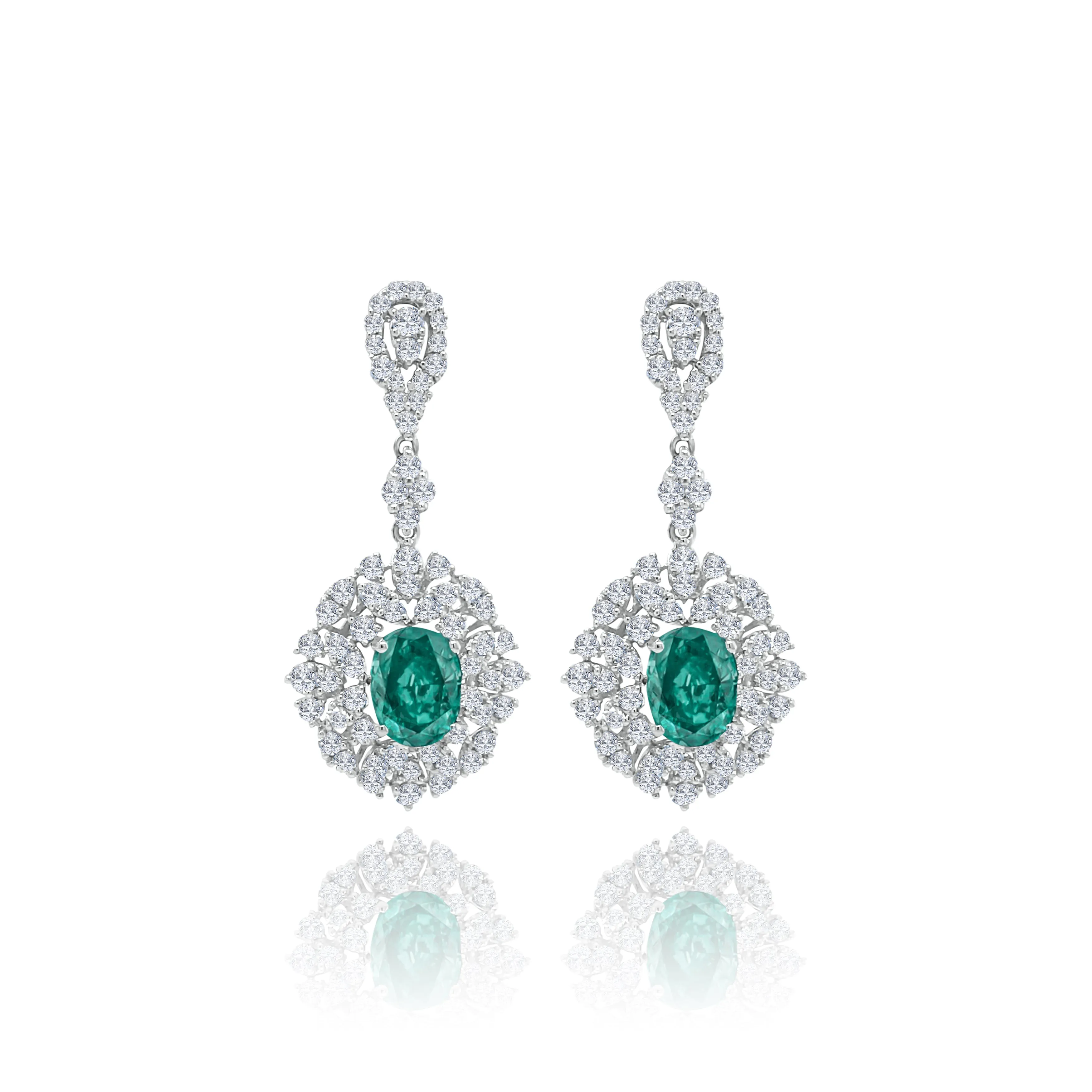 Oval emeralds & Diamonds "Elenor" Earrings