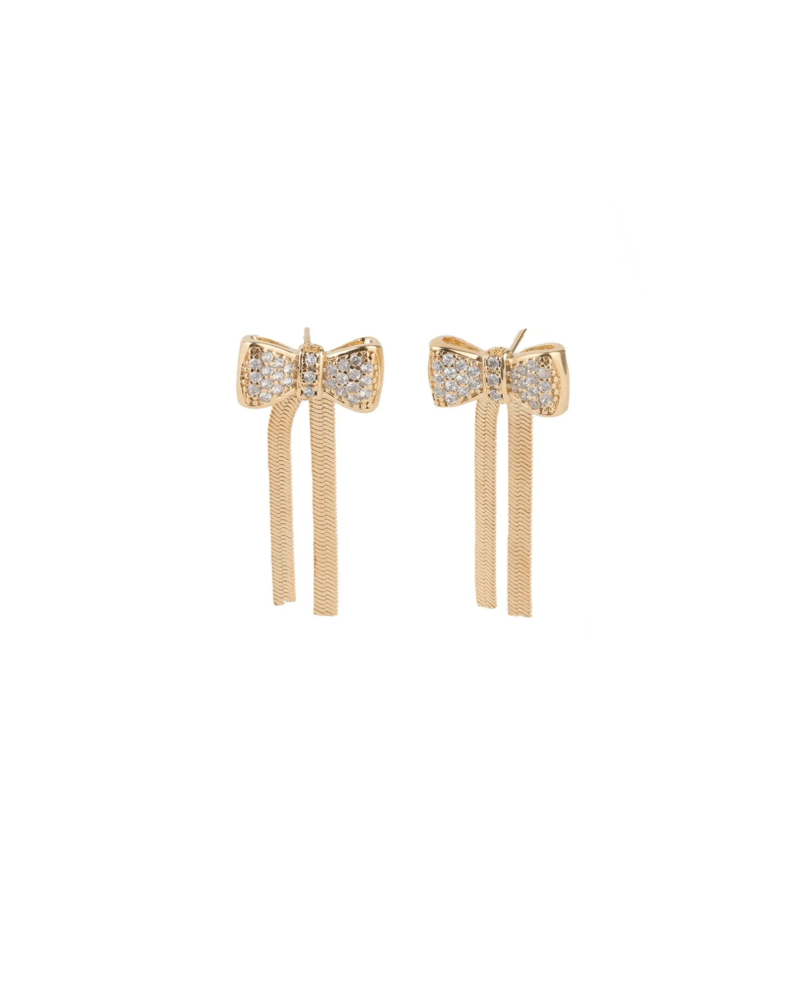 Pavé Bowtie Chain Drop Studs