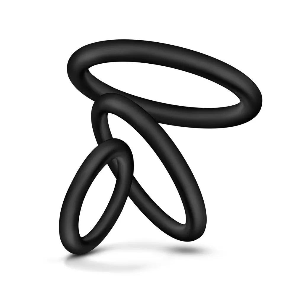 Performance By Blush® | VS4: Black Penis Rings (3-Sizes) - Made with Puria™ Silicone