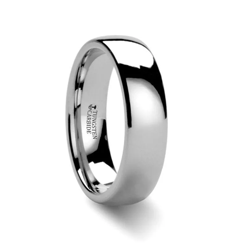 PLATINA Domed White Tungsten Carbide Ring - 4mm & 6mm