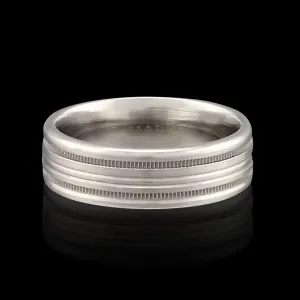 Platinum 6mm Ridged Band Ring