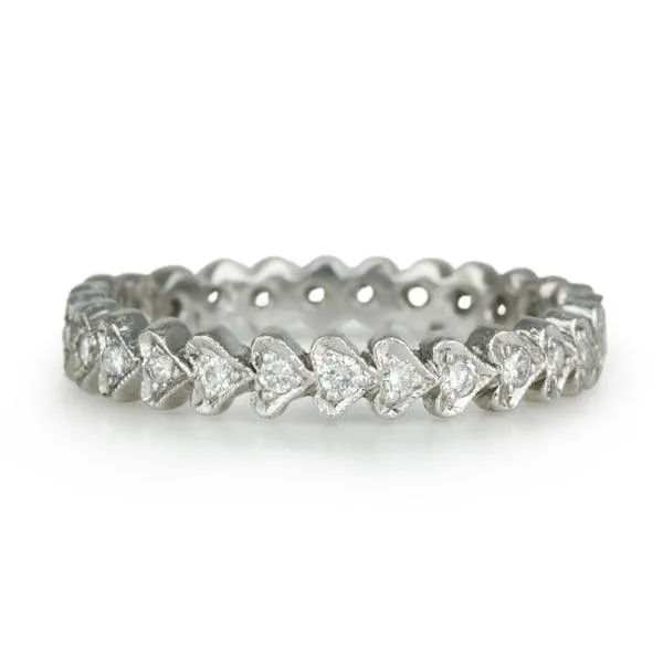 Platinum and Diamond Continuous Heart Ring