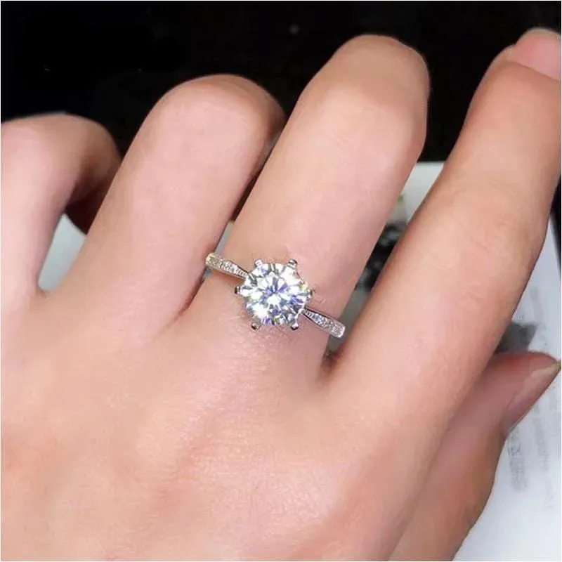 Platinum Plated Silver Moissanite Ring 1.2ct & 2ct Options