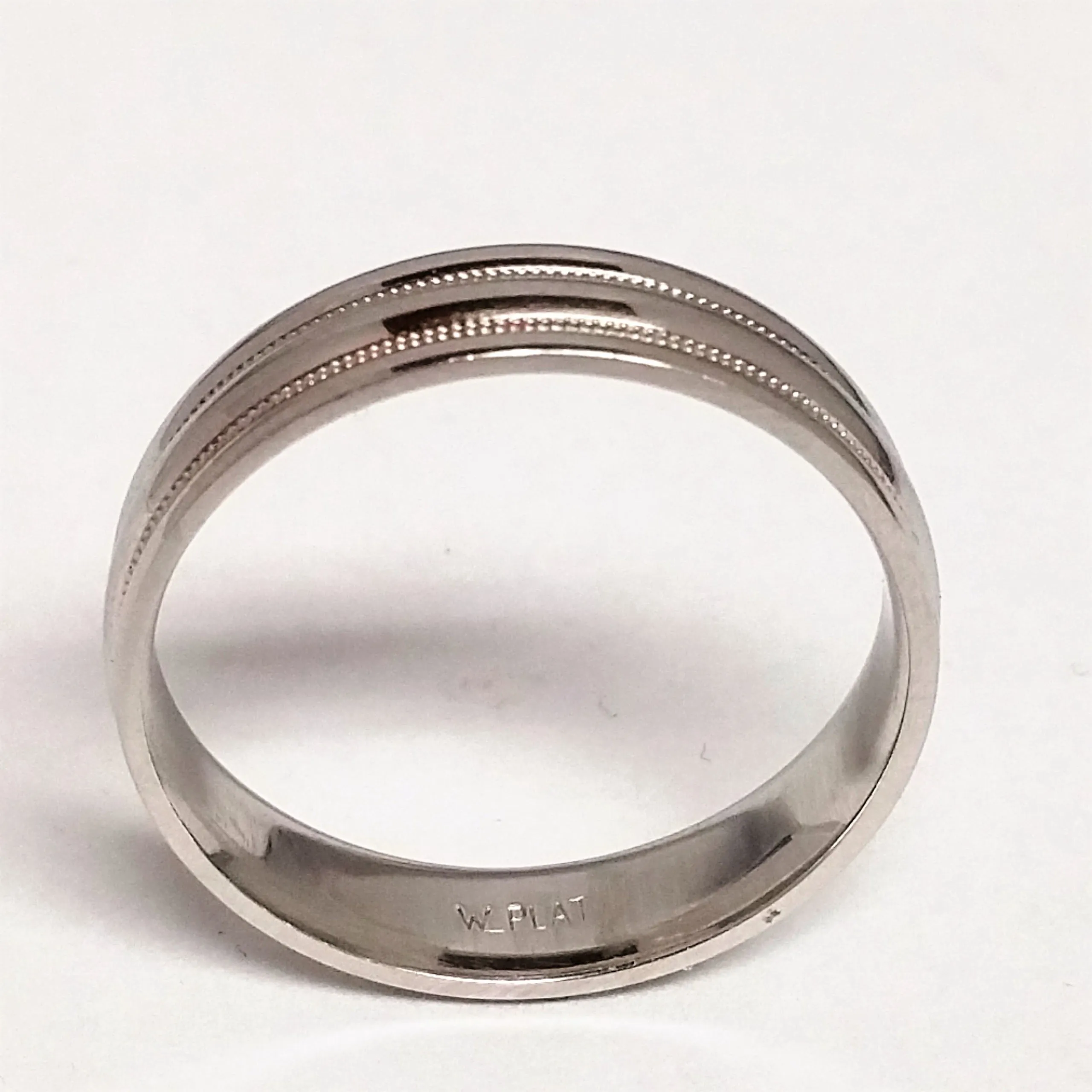 Platinum Polished and Double Milgrain Band