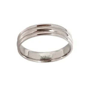 Platinum Polished and Double Milgrain Band