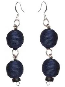 Pom Boho Chic Earrings (Navy Blue)