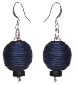 Pom Boho Chic Earrings (Navy Blue)