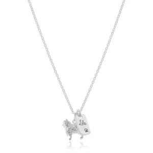 Pomeranian Personalised Silver Dog Tag Necklace