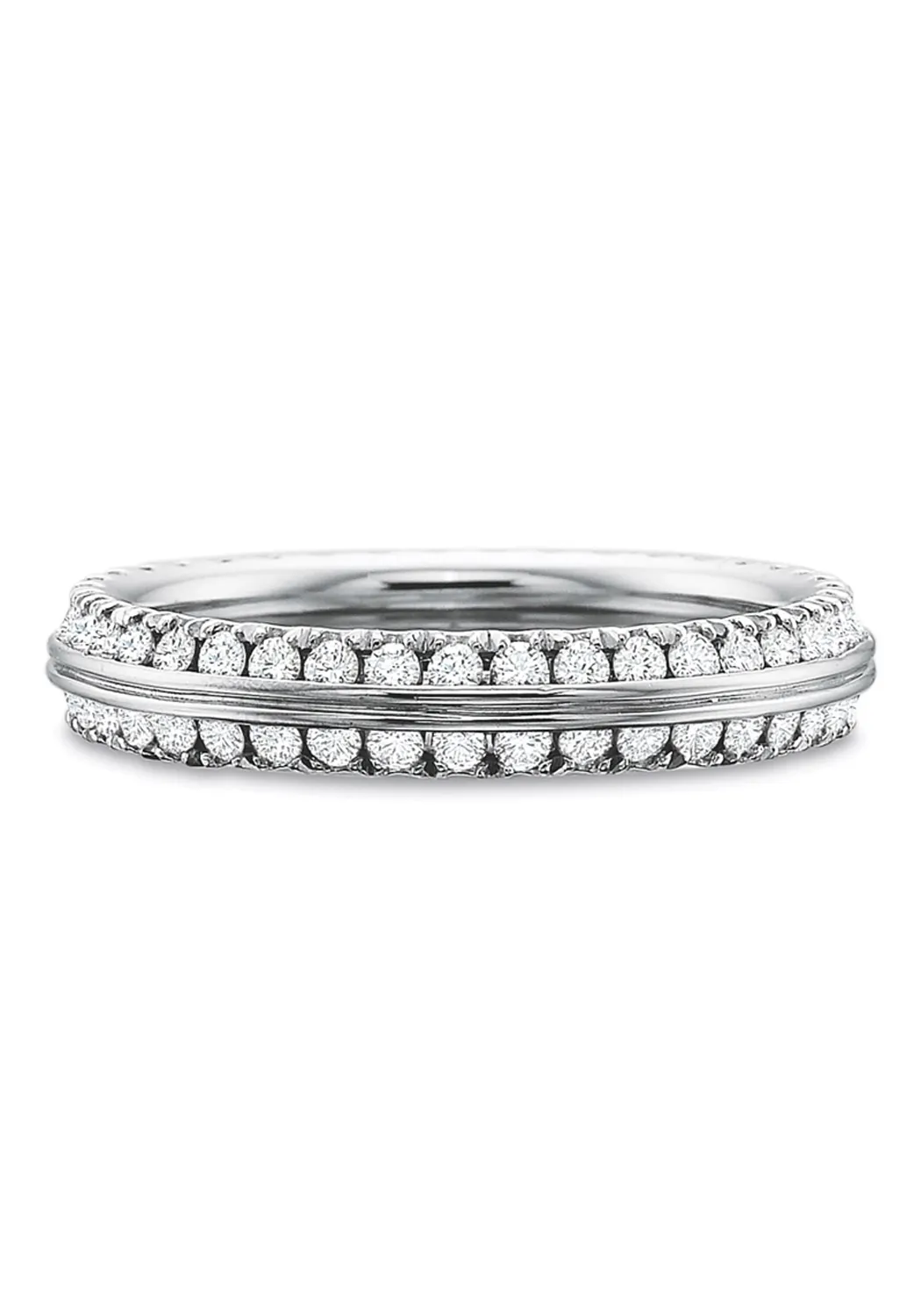 Precision Set Platinum Double Row Diamond Eternity Band