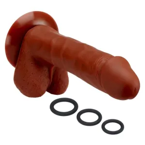 Pro Sensual Premium Silicone 8 Inch Dong With 3  Cockrings - Brown