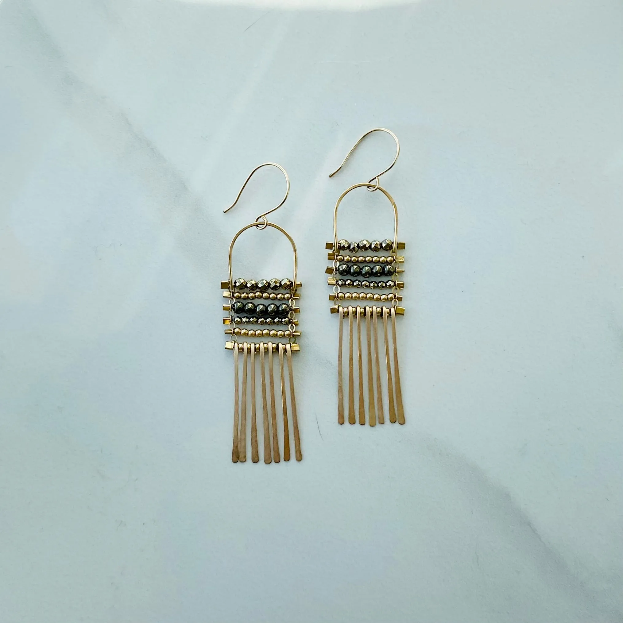 Pyrite & Gold Ladder earrings