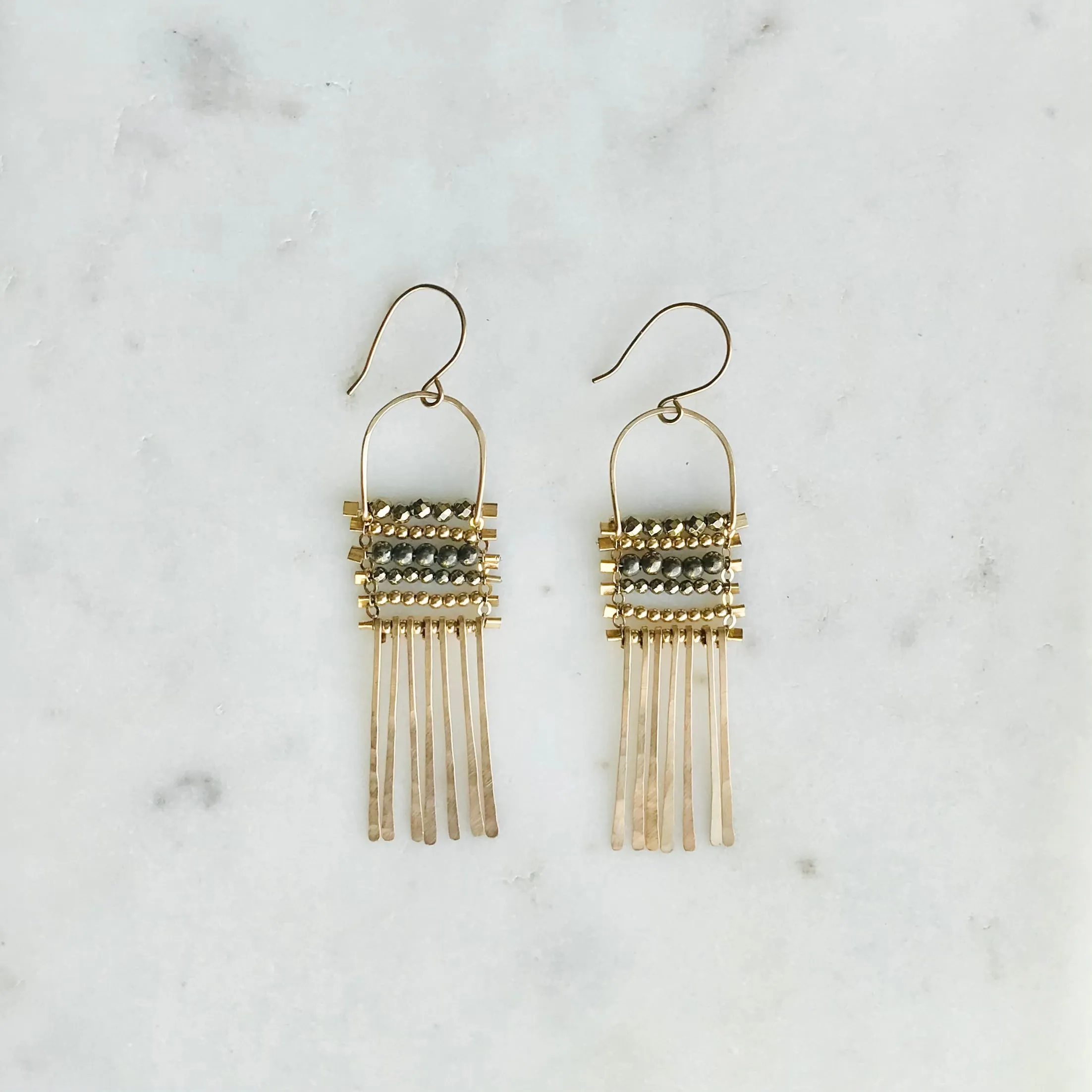 Pyrite & Gold Ladder earrings