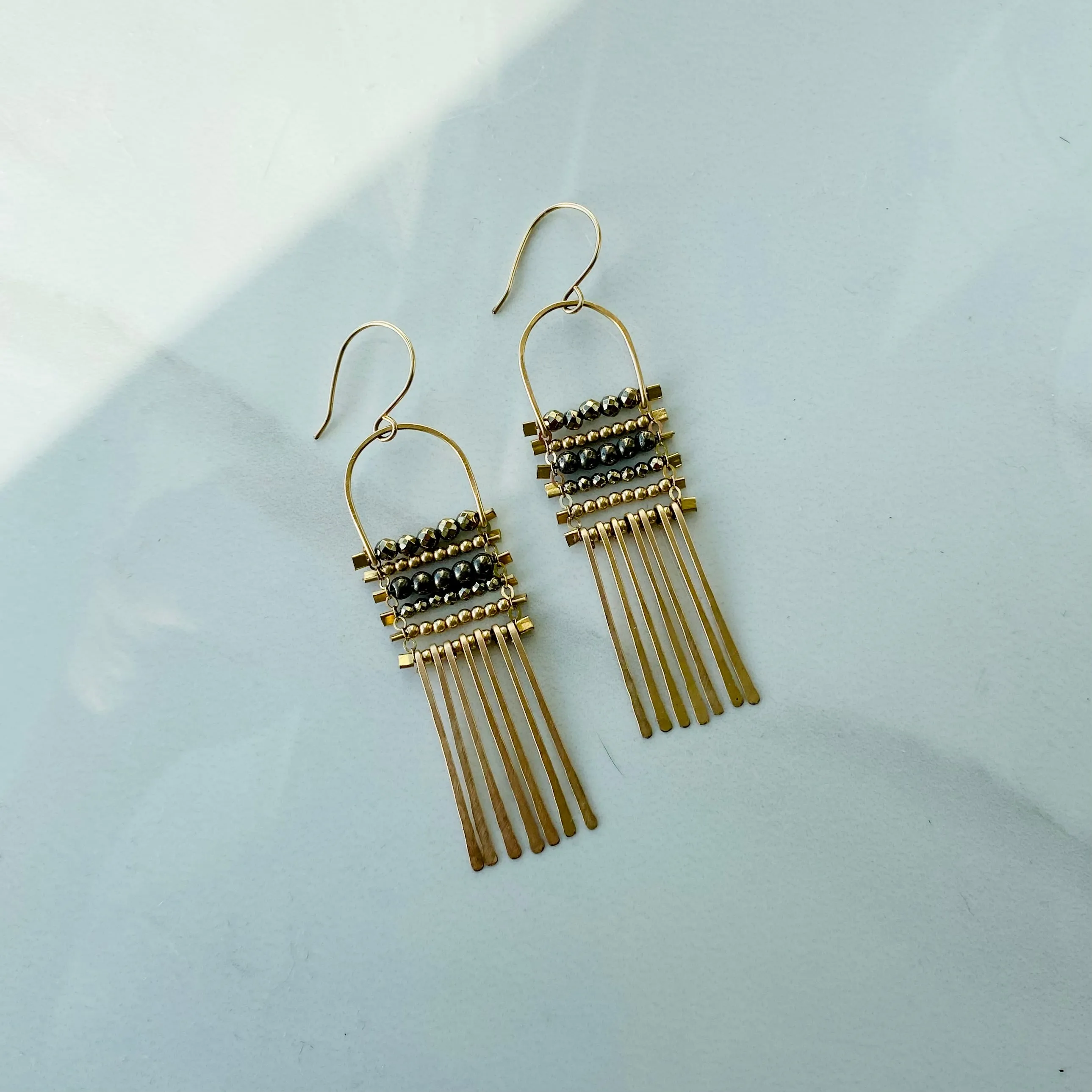 Pyrite & Gold Ladder earrings