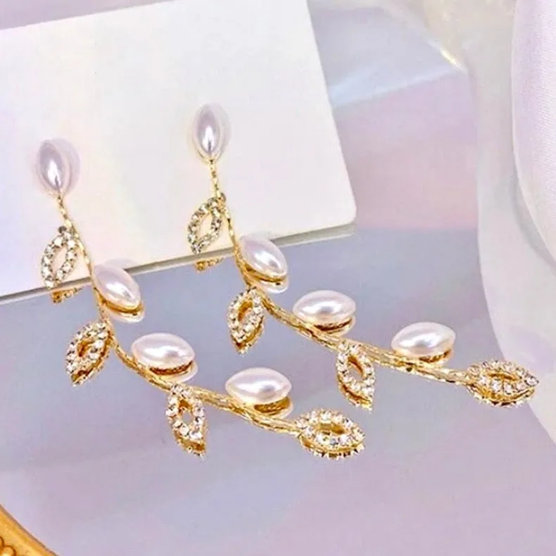 "Ariella" - Gold Pearl Bridal Earrings