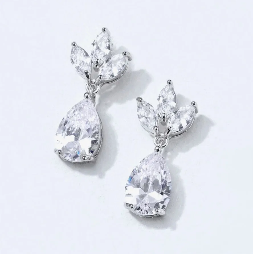 "Cody" - Cubic Zirconia Bridal Earrings - Available in Silver, Rose Gold and Yellow Gold