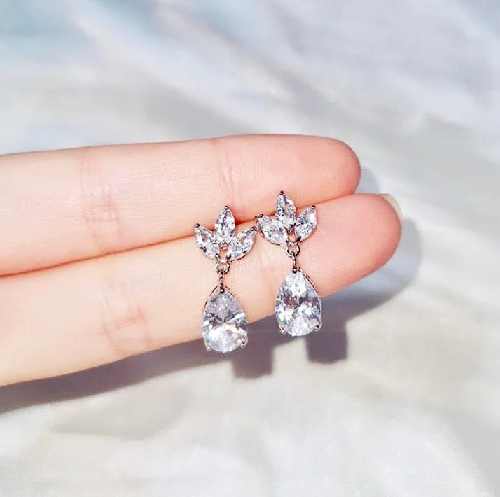 "Cody" - Cubic Zirconia Bridal Earrings - Available in Silver, Rose Gold and Yellow Gold