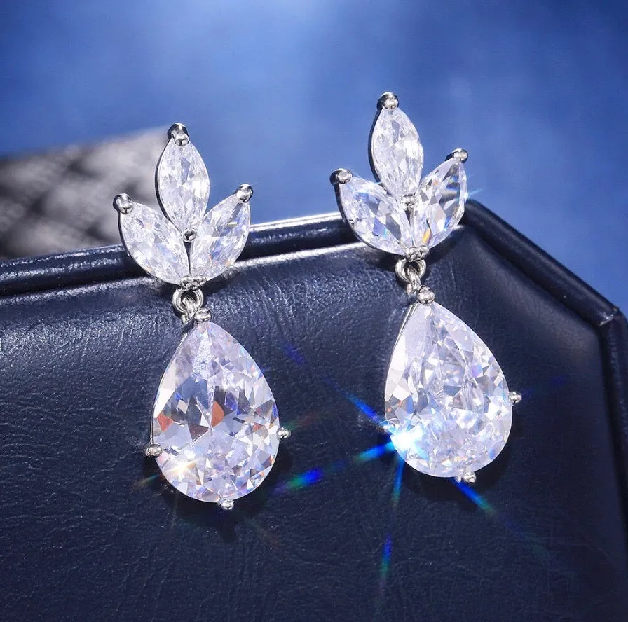 "Cody" - Cubic Zirconia Bridal Earrings - Available in Silver, Rose Gold and Yellow Gold