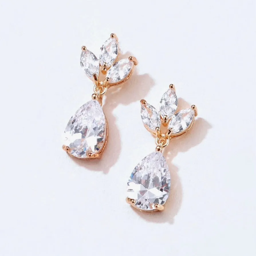 "Cody" - Cubic Zirconia Bridal Earrings - Available in Silver, Rose Gold and Yellow Gold