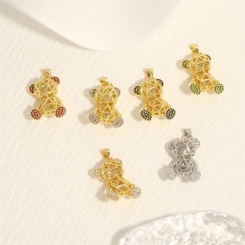 Romantic Simple Style Bear Copper Plating Inlay Zircon 18k Gold Plated Charms