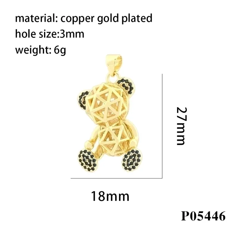 Romantic Simple Style Bear Copper Plating Inlay Zircon 18k Gold Plated Charms